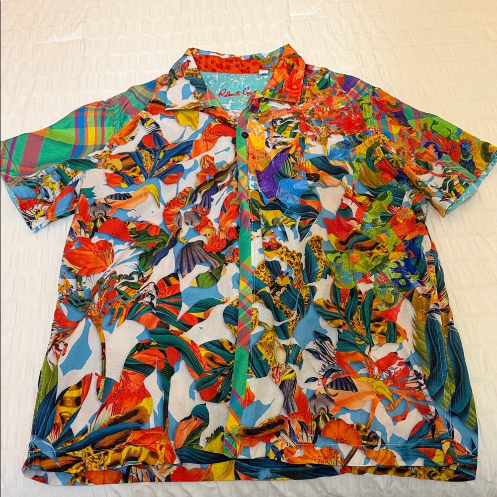 Robert Graham Multicolor Tropical Print Casual Button Down Shirt